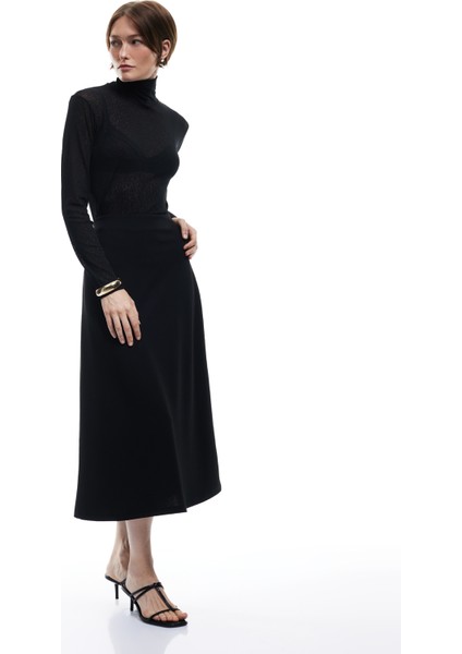 Krep Scuba Kumaş Rahat Kalıp Midi Boy A Kesim Etek fiyatları