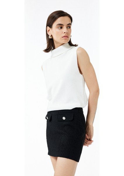 A Kesim Aplike Detaylı Armürlü Mini Tüvit Etek fiyatları