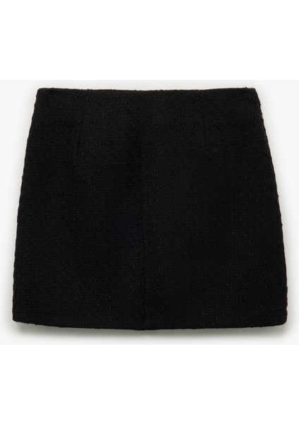 A Kesim Aplike Detaylı Armürlü Mini Tüvit Etek fırsatları