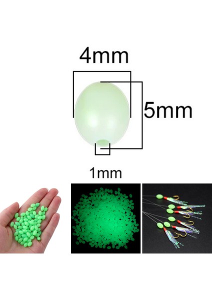 Fosforlu Glow Yeşil 4X5MM Silikon Yumuşak Boncuk Olta Takımı, Çapari, Jig Yapım Malzemesi 50 Adet