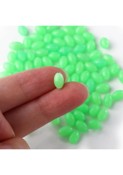 Fosforlu Glow Yeşil 4X5MM Silikon Yumuşak Boncuk Olta Takımı, Çapari, Jig Yapım Malzemesi 50 Adet
