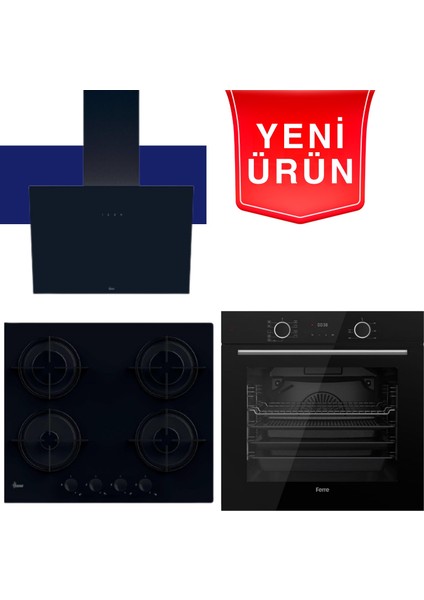 & Hoover Fryart Serisi Jet Black Shine Siyah Ankastre Set (HDG6C1GBTK + HVW6MBB + XE63CS)