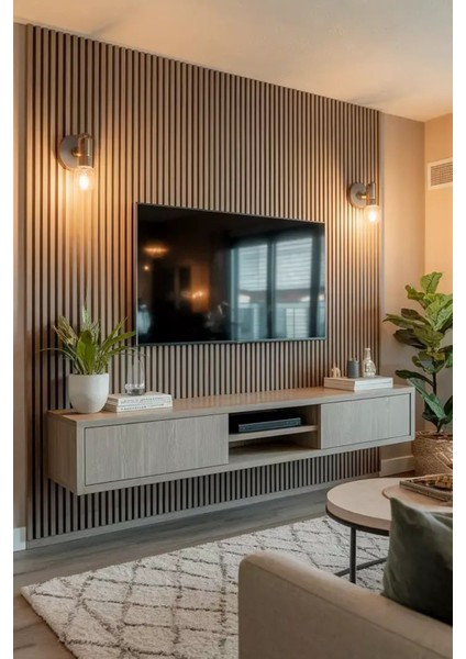 Flex 60X245 cm Meşe Renk Akustik Ahşap Duvar Paneli fiyatları