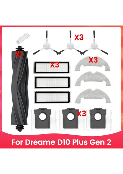 D10 Plus Gen 2 Robot Süpürge Ana Yan Fırça Hepa Filtreler Toz Torbaları Yedek Parçaları (Yurt Dışından)