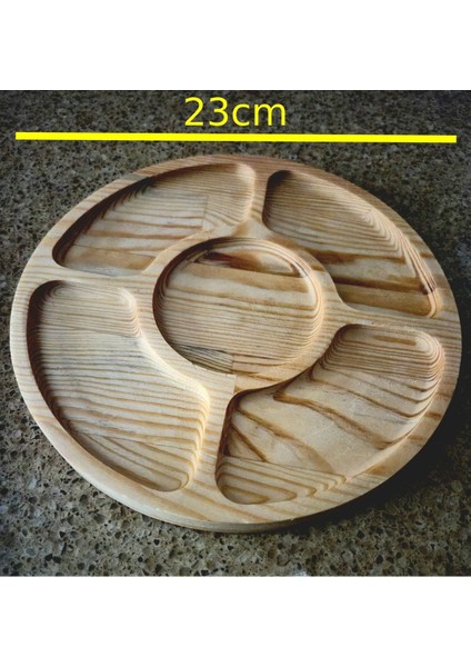 5 Bölmeli Yuvarlak Sunum/Çerez Tahtası - 23 cm - Açık Kahverengi modelleri