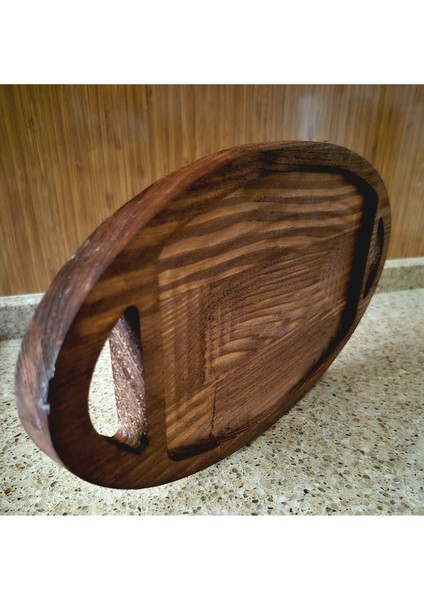 Oval Sunum Tahtası - 16 X 32 cm - Koyu Kahverengi