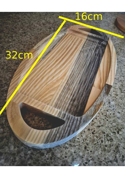 Oval Sunum Tahtası - 16 X 32 cm - Açık Kahverengi