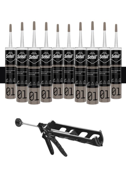 Ga Silikon 280 Gr. Siyah (10 Adet), Plastik Tabanca