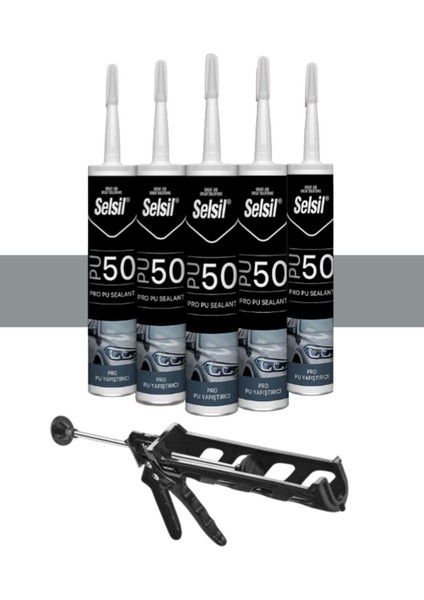 Pu Mastik 280 Ml. Gri (5 Adet), Plastik Tabanca