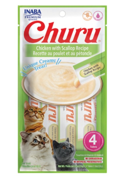 Ciao Churu Kedi Ödülleri Deri ve Tüy Tavuklu Taraklı Tarif 4X14GR