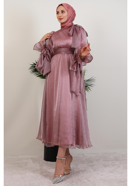 Mişa Tesettür Elbise Pudra modelleri