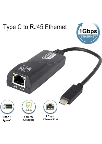 Type-C to Gigabit Ethernet Adaptör ⚡ 10/100/1000Mbps RJ45 Ağ Dönüştürücü