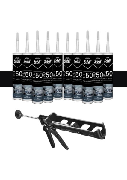 Pu Mastik 280 ml Siyah (10 Adet), Plastik Tabanca