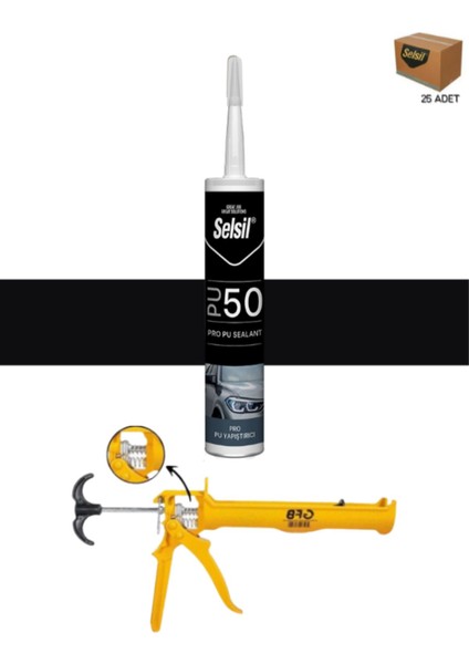 Pu Mastik 280 ml Siyah (25 Adet),alüminyum Tabanca