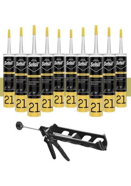 Silikonize Mastik 500 gr Bronz (10 Adet), Plastik Tabanca