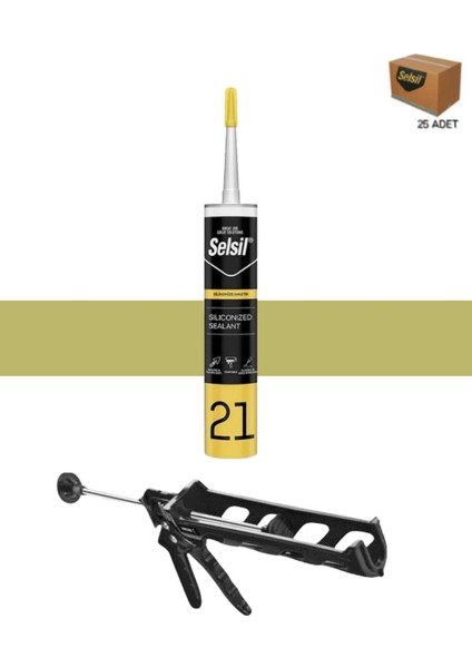 Silikonize Mastik 500 gr Bronz (25 Adet), Plastik Tabanca