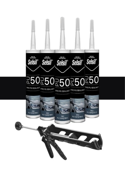 Pu Mastik 280 Ml. Siyah (5 Adet), Plastik Tabanca