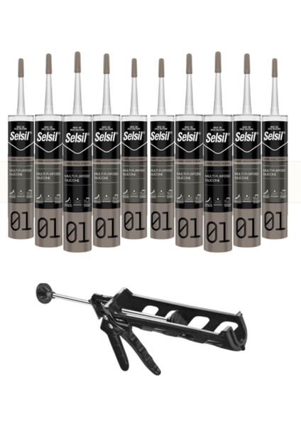 Ga Silikon 280 Gr. Şeffaf (10 Adet), Plastik Tabanca