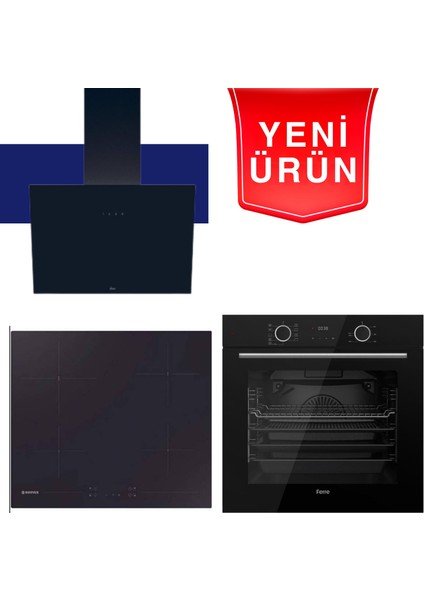 & Hoover Fryart Serisi Graphite Elegance Siyah Ankastre Set (HDG6C1GBTK + HH64CCB + XE63CS)