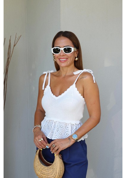 Ekru Fisto Detay Triko Bluz fiyatları