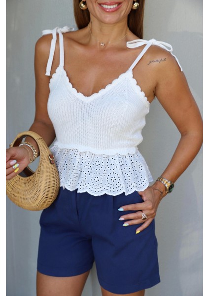 Ekru Fisto Detay Triko Bluz fırsatları