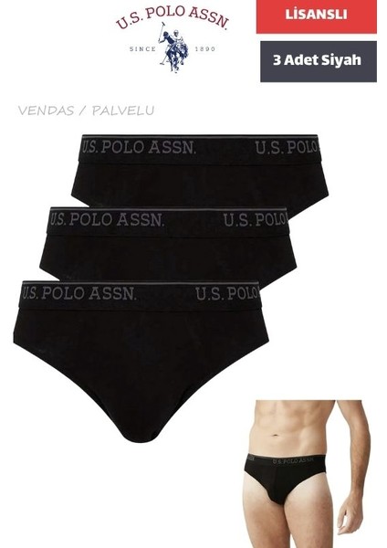 Lisanslı %95 Pamuklu Fit Erkek Slip Külot 3'lü Paket