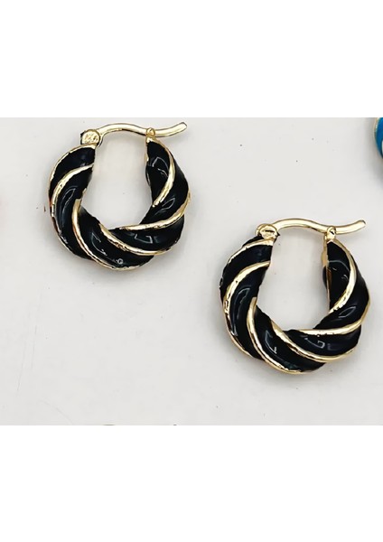 Twistmini Burgu Halka Küpe – Siyah Mine