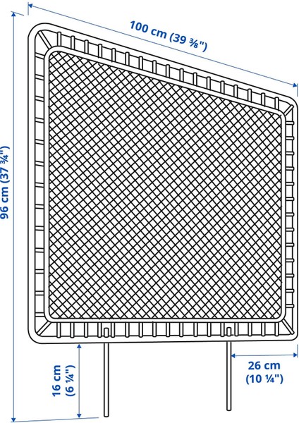 Tolknıng Yatak Başlığı 100 x 96 cm El Örmesi Rattan Ayaklı Doğal ve Dayanıklı Yatakbaşlığı