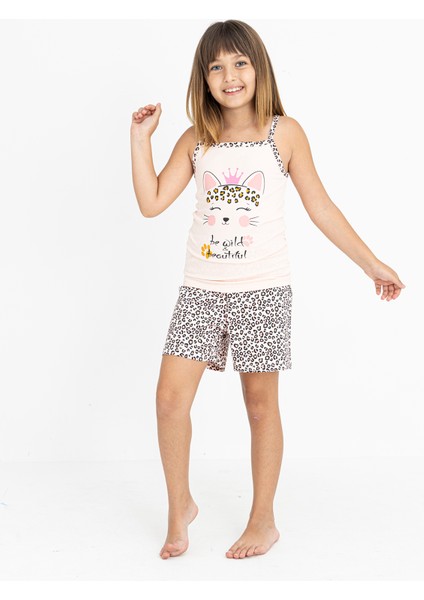 Kız Çocuk Pamuklu Ip Askılı Şortlu Pijama Takımı modelleri