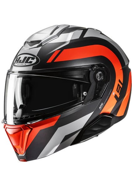 I91 Arven MC6HSF Çene Açılır Motosiklet Kaskı Gri Turuncu