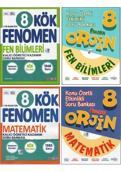 Fenomen 8. Sınıf Fen Kök+Orjin Fen+Matematik Kök+Orjin Matematik (4 Kitap)
