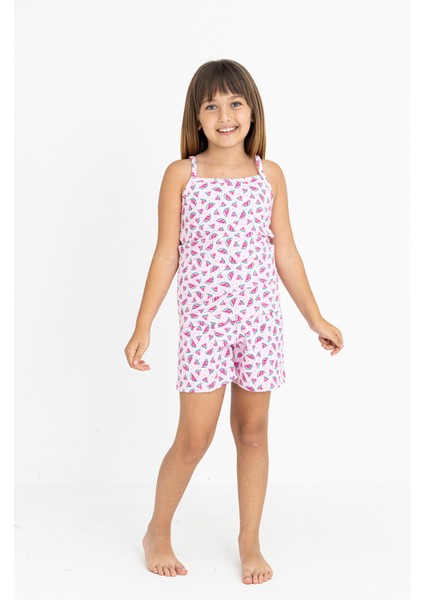 Kız Çocuk Pamuklu Ip Askılı Şortlu Pijama Takımı