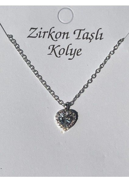 Zirkon Taşlı Kalpli Kolye
