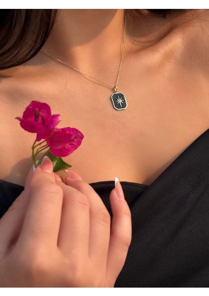 14 Ayar Altın Taşlı Kuzey Yıldızı Kolye