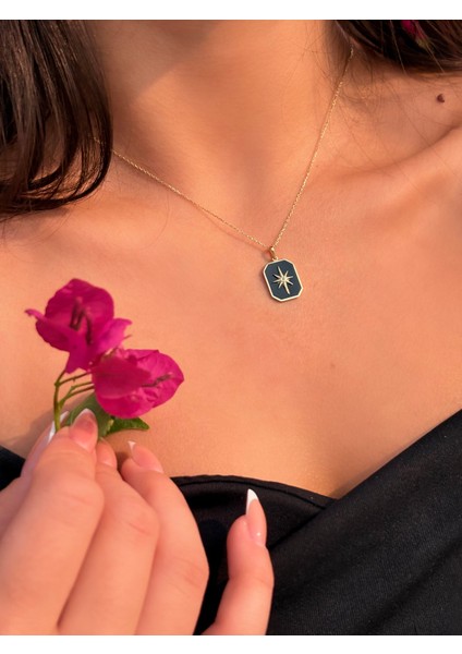 14 Ayar Altın Taşlı Kuzey Yıldızı Kolye modelleri