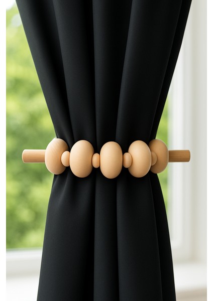 4 Adet Braid Ahşap Ahşap Boncuk Makrome Perde Süsü