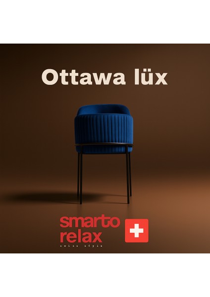 Ottawa Lüx 2’li Sandalye Seti — Metal Ayaklı, Mavi Kumaş fiyatları