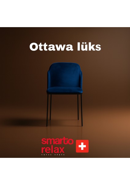 Ottawa Lüx 2’li Sandalye Seti — Metal Ayaklı, Mavi Kumaş modelleri