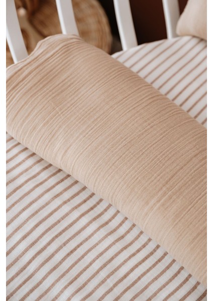 Park Beşik Müslin Nevresim Takımı (80X110) | Line Series - Beige