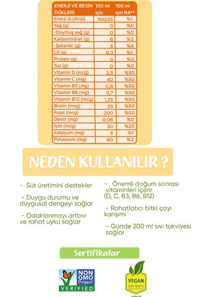Süt Desteği Emziren Anne Organik İçecek 6’lı modelleri