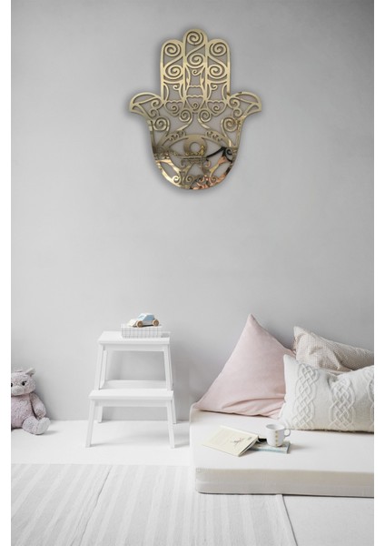 Hamsa Fatma Ana Eli Mdf Üzeri Gold Pleksi Duvar Dekorasyon modelleri