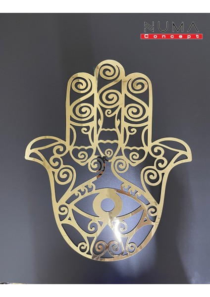 Hamsa Fatma Ana Eli Mdf Üzeri Gold Pleksi Duvar Dekorasyon indirimleri