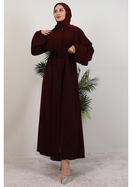 Mercan Tesettür Ferace Koyu Bordo modelleri