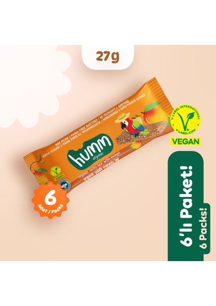Organik Vegan Mangolu Yulaf Bar - 6 Adet
