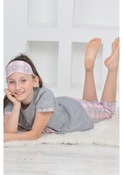 (6-11 Yaş) Ayıcık Desenli Kız Çocuk kapri takım - Gri fırsatları