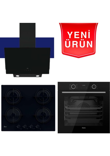 & Hoover Fryart Serisi Onyx Trio Siyah Ankastre Set (HDG6C2GBTK + HVW6MBB + XE63CS)