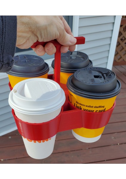 Kahve Bardak Taşıma Aparatı 4 Bölmeli