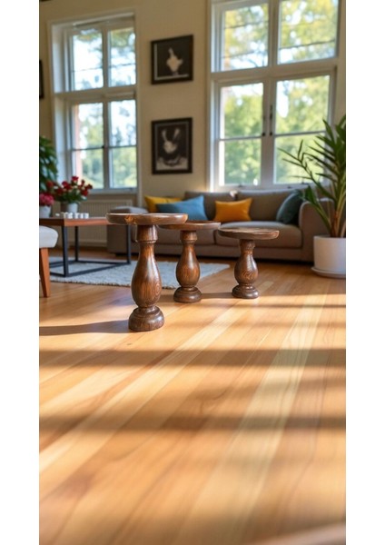 Modern Mantar Tasarımlı 3’lü Sehpa Seti – Açık Ceviz Renk fiyatları