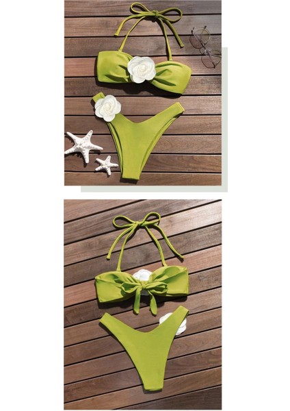 Weırsoın Düz Renkli Çiçek Bikini Plaj Mayo (Yurt Dışından) fırsatları