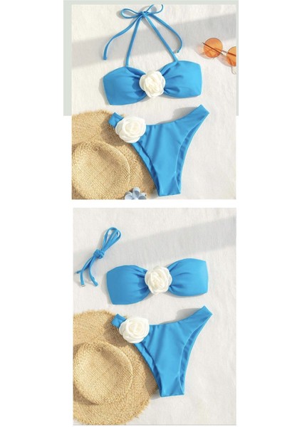 Weırsoın Düz Renkli Çiçek Bikini Plaj Mayo (Yurt Dışından) modelleri